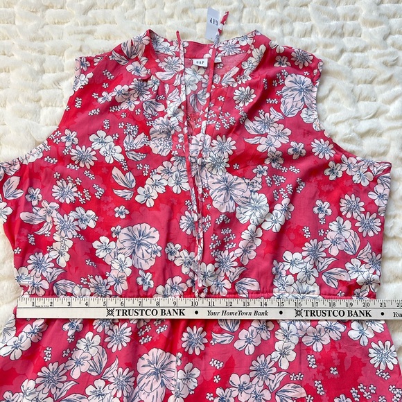 GAP Women’s Tie Waist Dress In Rayon Coral Floral Print XXL - Picture 7 of 12